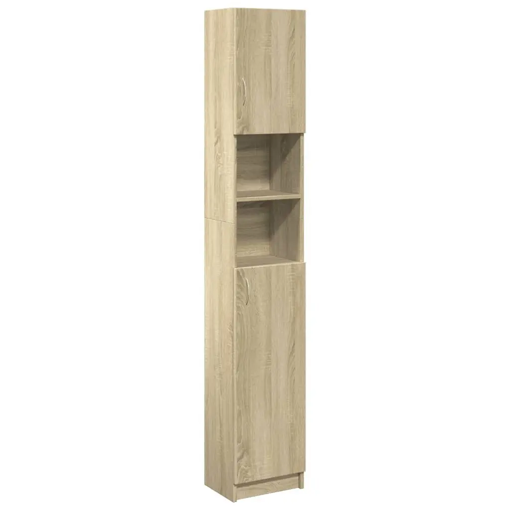 Bathroom Furniture Set Engineered Wood 2 Piece Brown Sonoma Oak Storage Cabinet