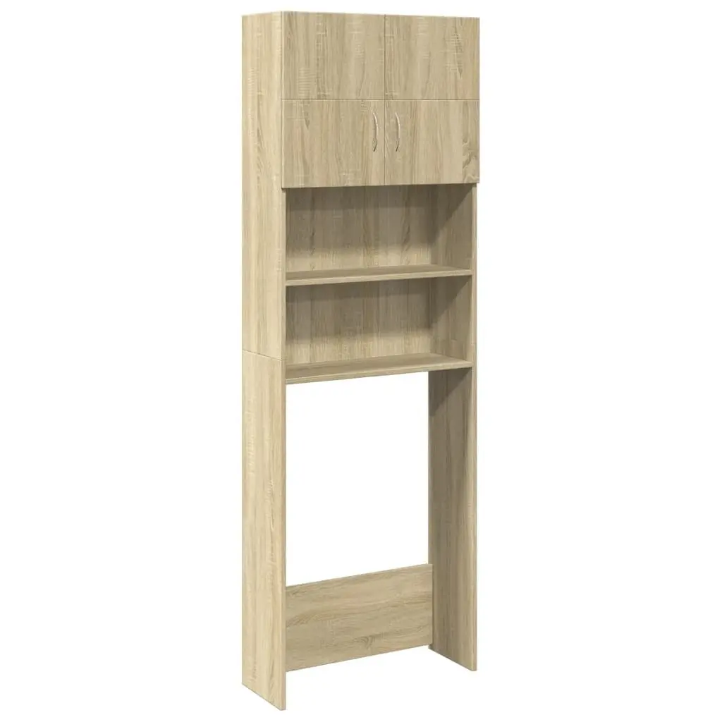 Bathroom Furniture Set Engineered Wood 2 Piece Brown Sonoma Oak Storage Cabinet