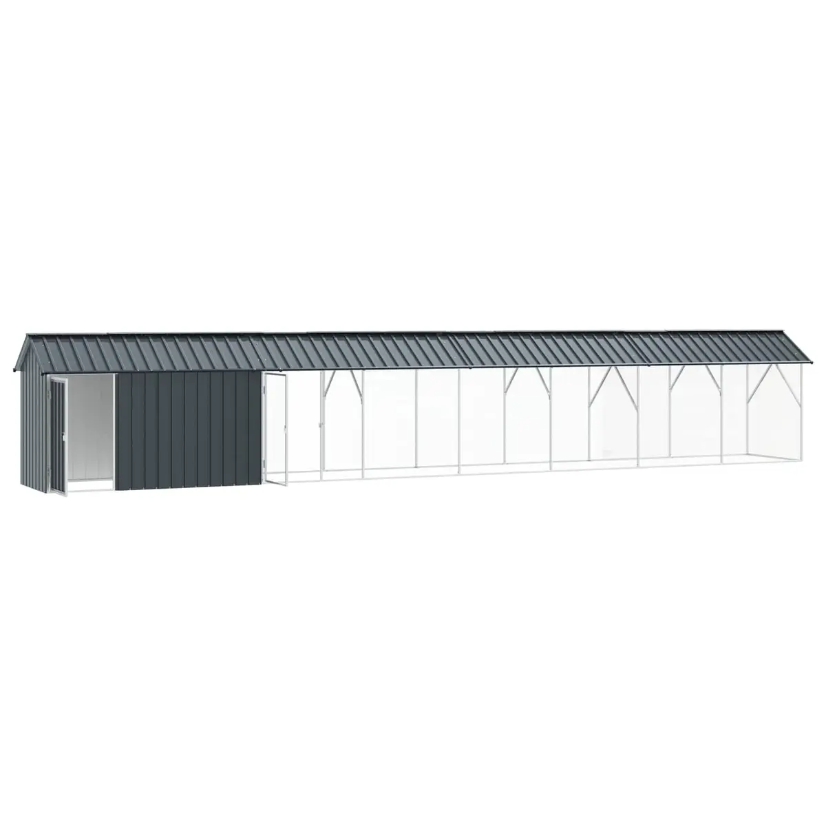 Outdoor Bird Cage Galvanised Steel 844 x 103 x 142 cm Anthracite Garden Aviary