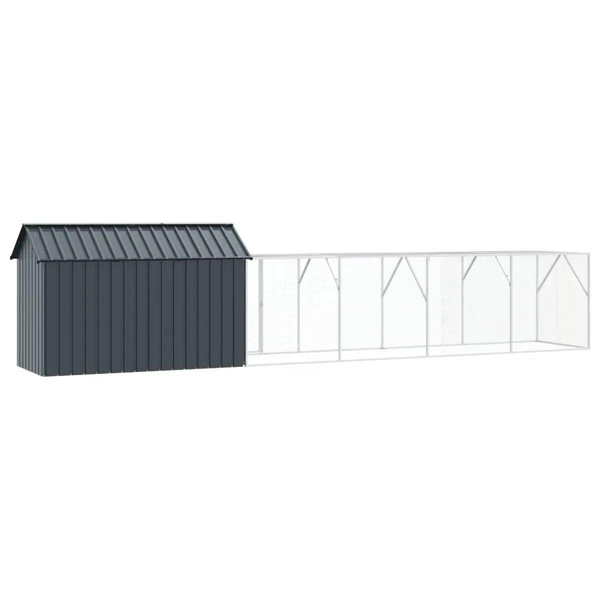Bird Cage Galvanised Steel Rectangular 619 x 111 x 142 cm Anthracite