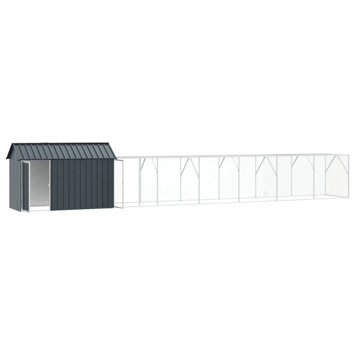 Rectangular Bird Cage Galvanised Steel Anthracite 821.5x111x142cm Outdoor Aviary