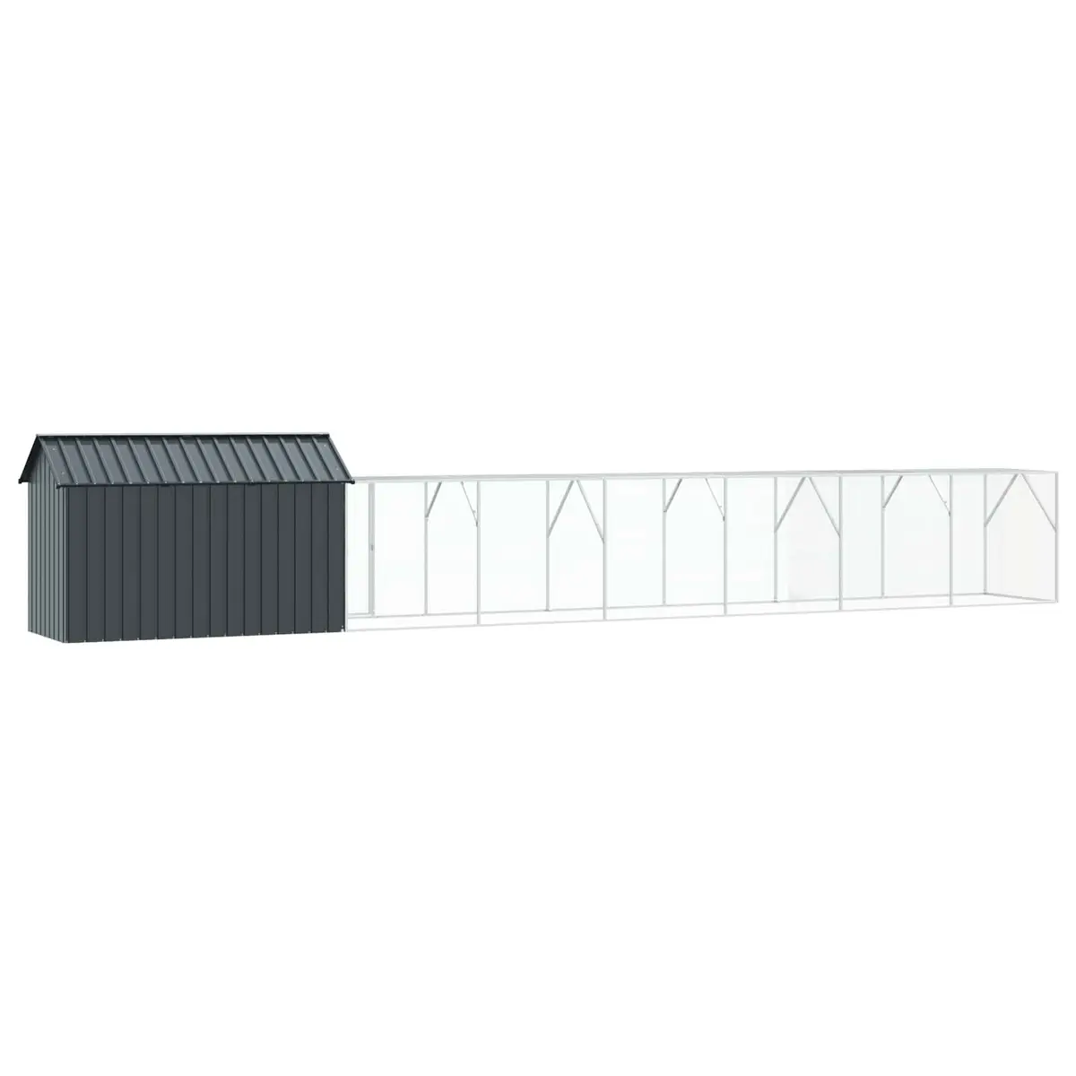 Rectangular Bird Cage Galvanised Steel Anthracite 821.5x111x142cm Outdoor Aviary