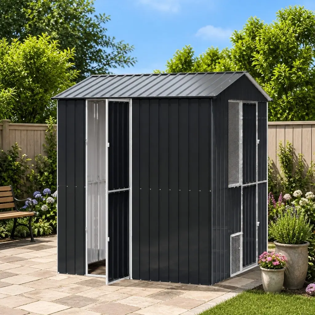 Bird Cage Galvanised Steel Rectangular 215 x 210 x 247 cm Anthracite