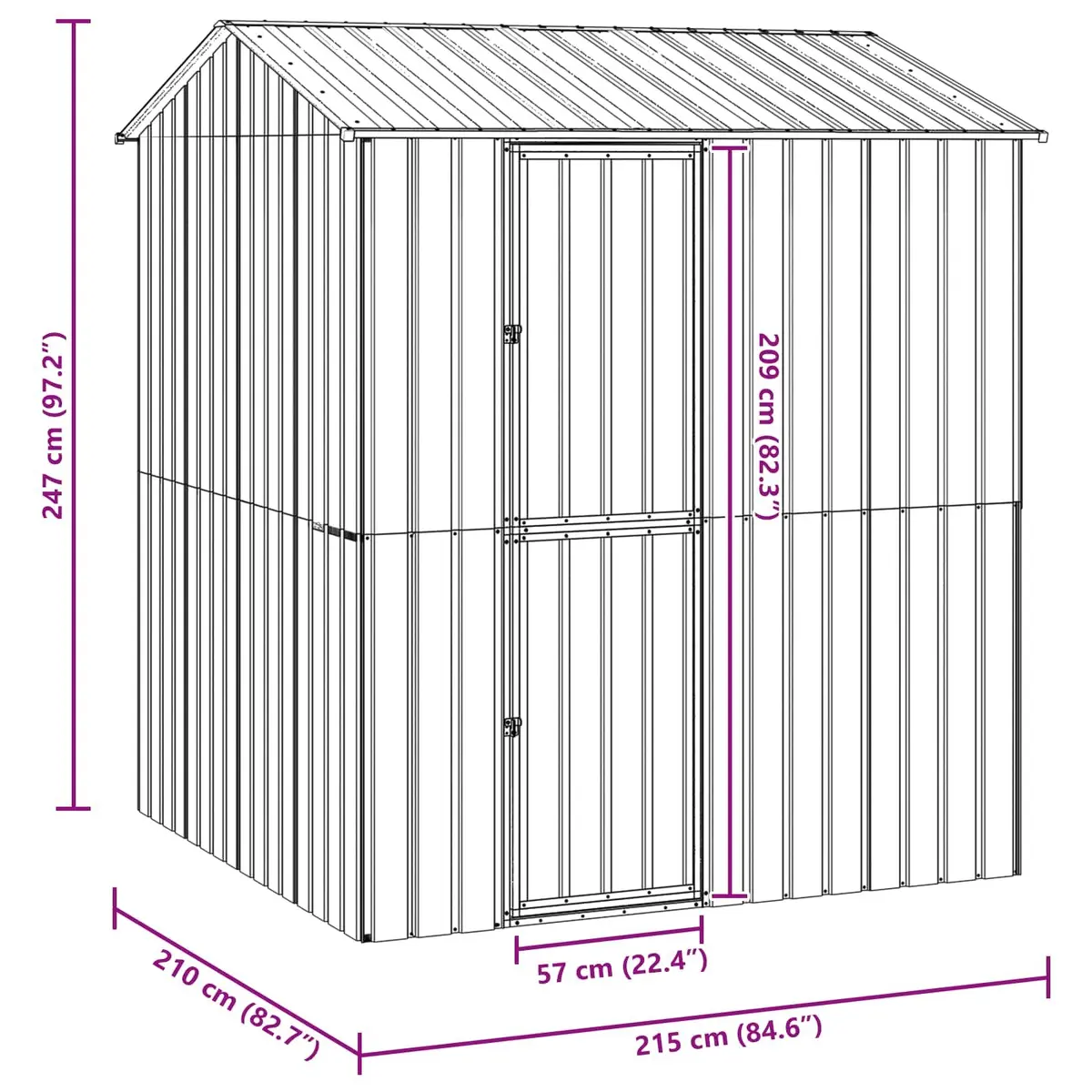 Bird Cage Galvanised Steel Rectangular 215 x 210 x 247 cm Anthracite