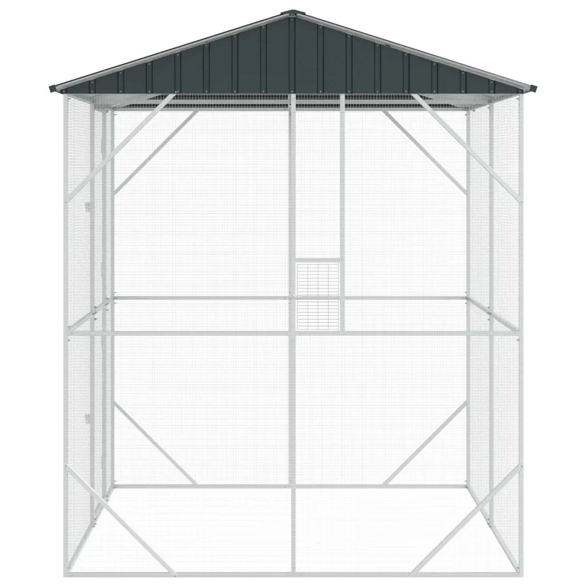Outdoor Bird Cage Anthracite Galvanised Steel Garden Aviary Rectangular Pet