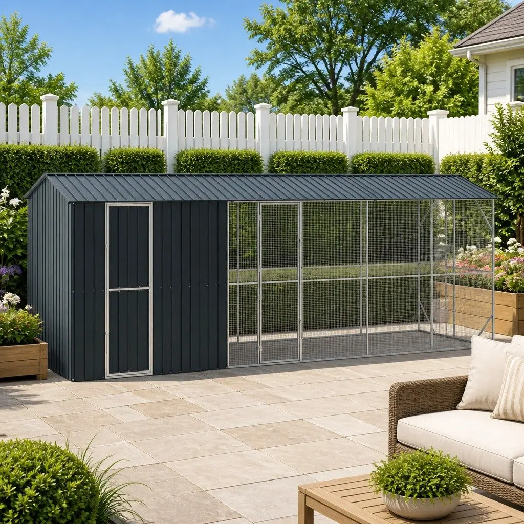 Bird Cage Galvanised Steel Large Rectangular Anthracite