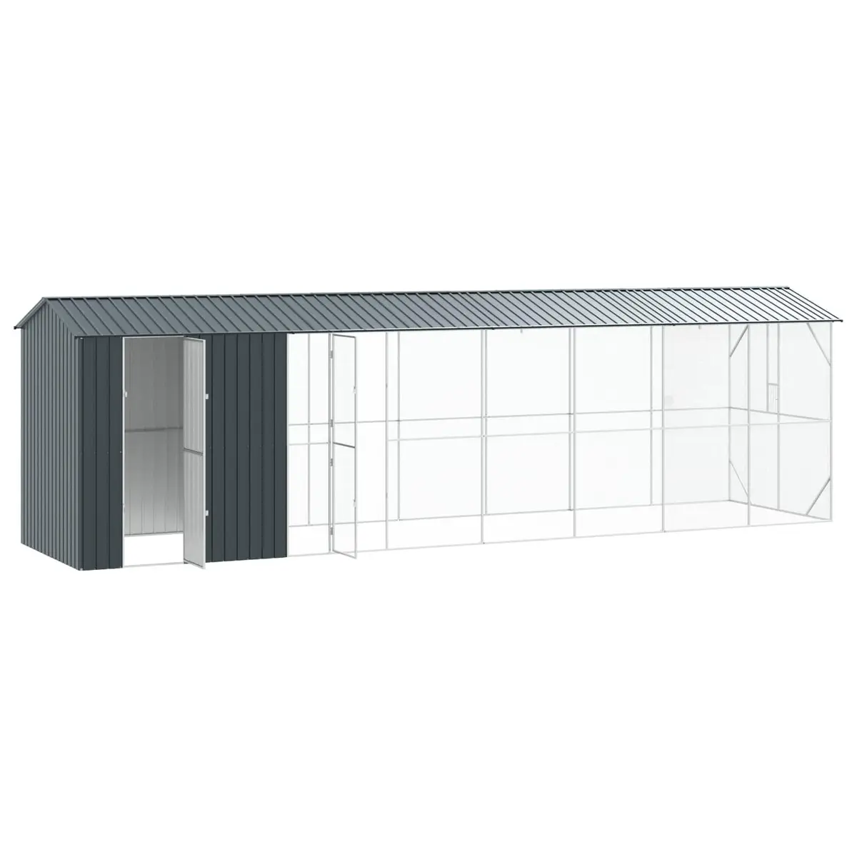 Large Rectangular Galvanised Steel Outdoor Bird Cage Anthracite Garden Aviary