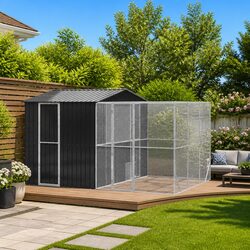 Bird Cage Outdoor Rectangular Anthracite Galvanised Steel Garden Aviary Shelter