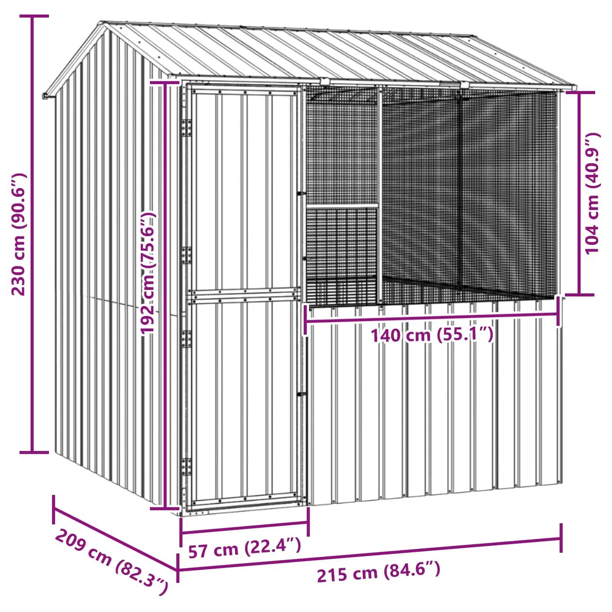 Bird Cage Galvanised Steel 215x209x230cm Anthracite Outdoor Aviary