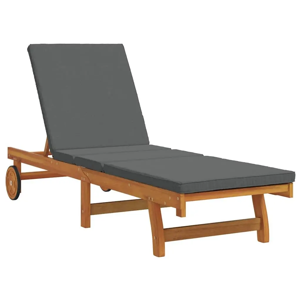 Outdoor Sun Lounger Set Adjustable Backrest Footrest Solid Acacia Wood 2 Pieces Brown