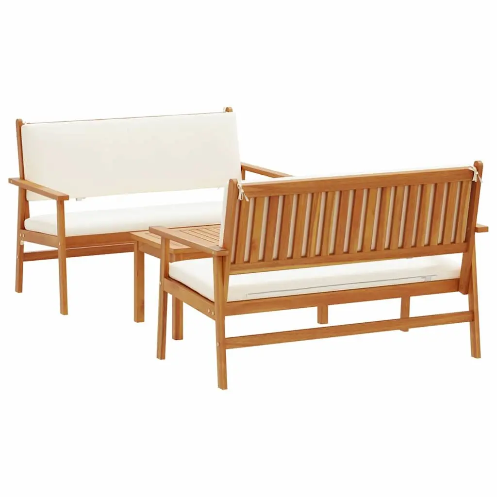 Outdoor Garden Sofa Set Solid Acacia Wood 3 Piece Brown Patio Furniture
