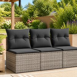 Garden Sofa Set 2 Piece Outdoor Furniture Grey Poly Rattan with Cushions Storage
