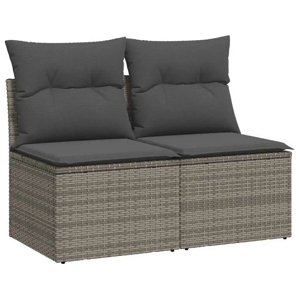 Garden Sofa Set PE Rattan 2 Piece Outdoor Furniture Grey with Cushions and Storage