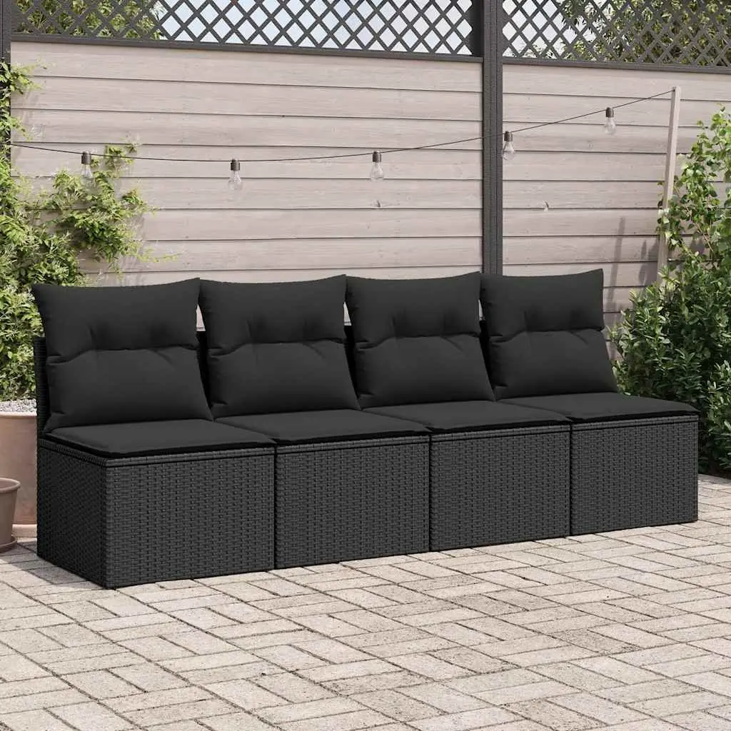 Garden Sofa Set Modular 2 Piece PE Rattan Black Outdoor Furniture
