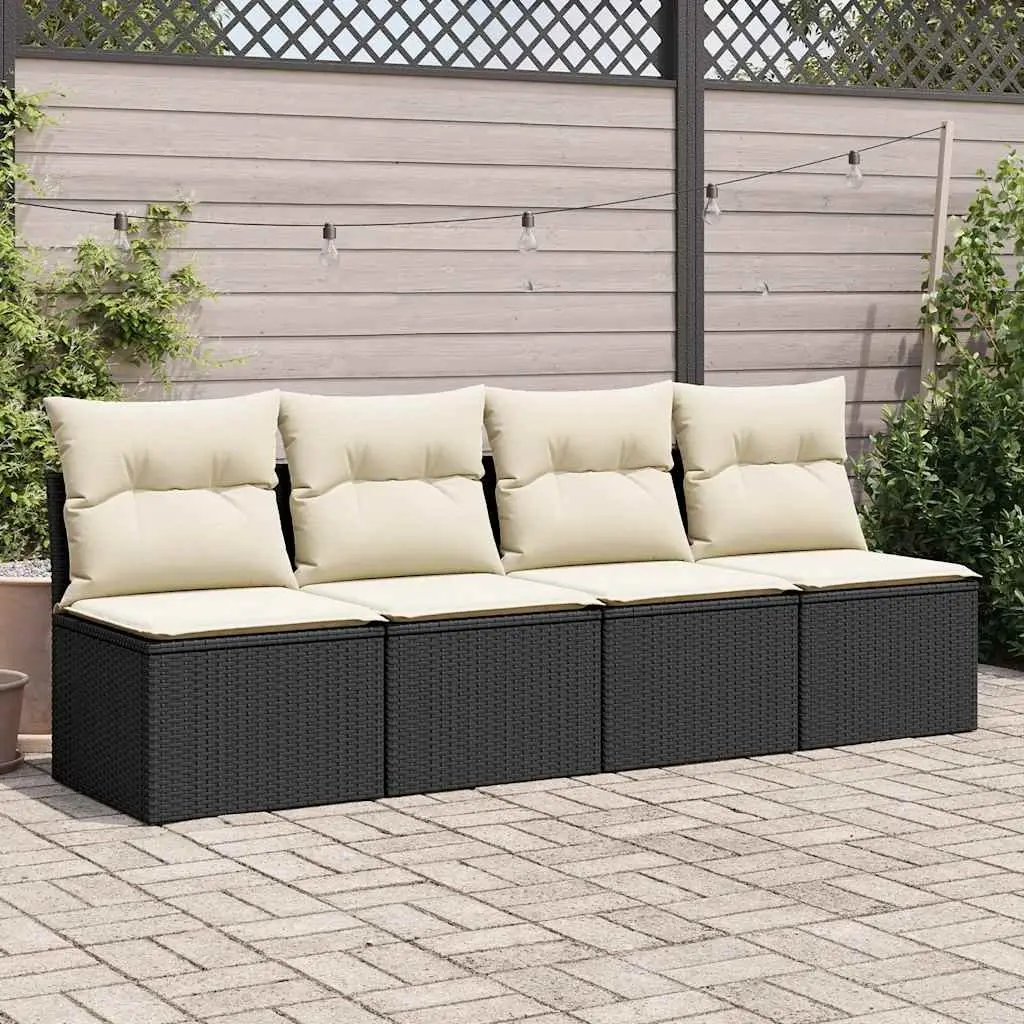 Garden Sofa Set PE Rattan Modular 2 Piece Outdoor Patio Furniture with Cushions Black