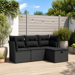 Versatile Black Patio Sofa Set - 4-Piece with Cushions
