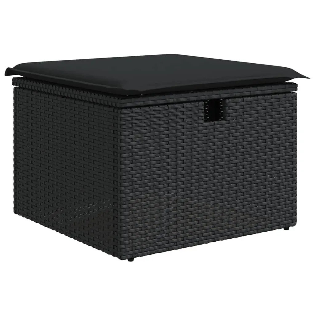 Garden Sofa Set Modular Outdoor Furniture 4 Piece Black Poly Rattan with Cushions