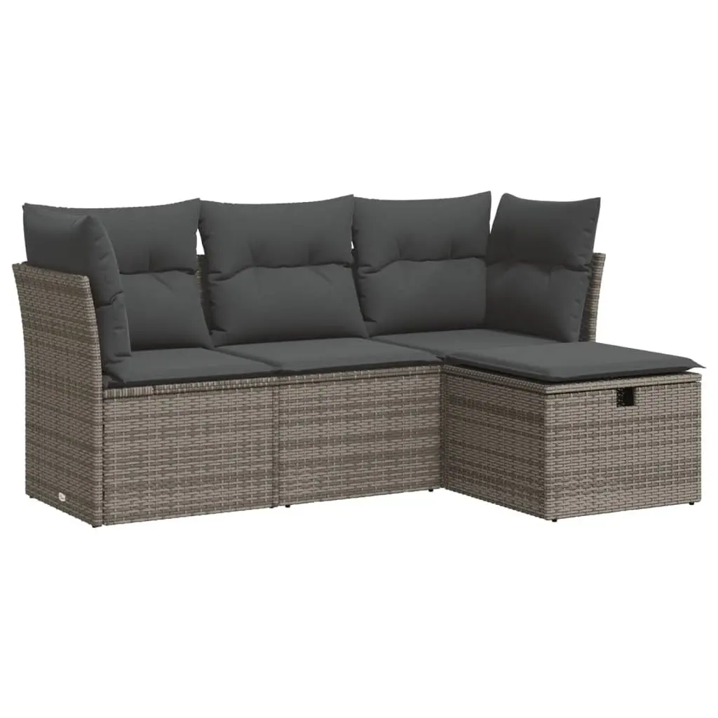 Garden Sofa Set Modular PE Rattan 4 Piece Outdoor Furniture Grey