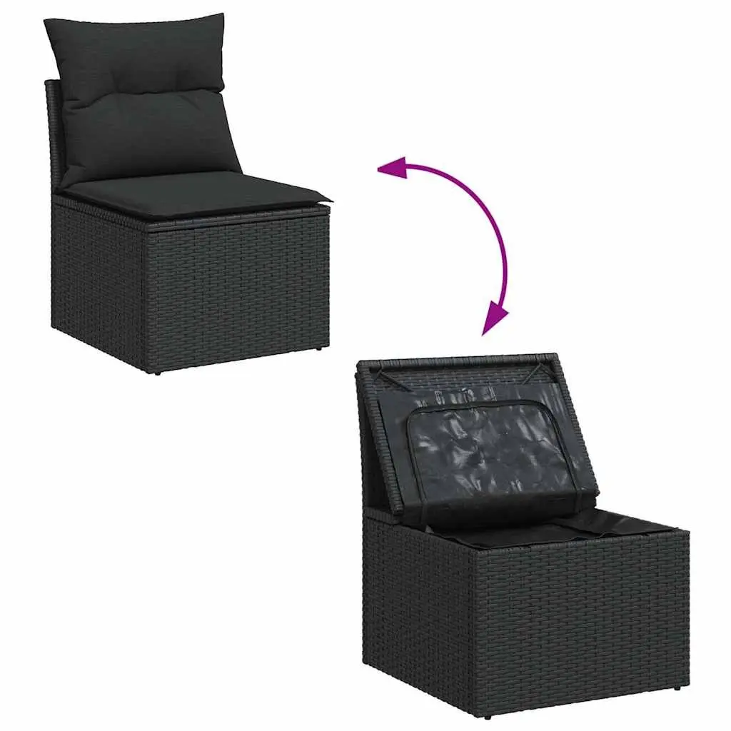 Garden Sofa Set Modular PE Rattan 9 Piece Outdoor Furniture Black