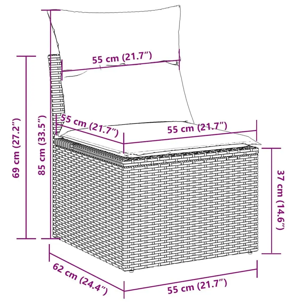 Garden Sofa Set Modular PE Rattan 4 Piece Black Outdoor Furniture