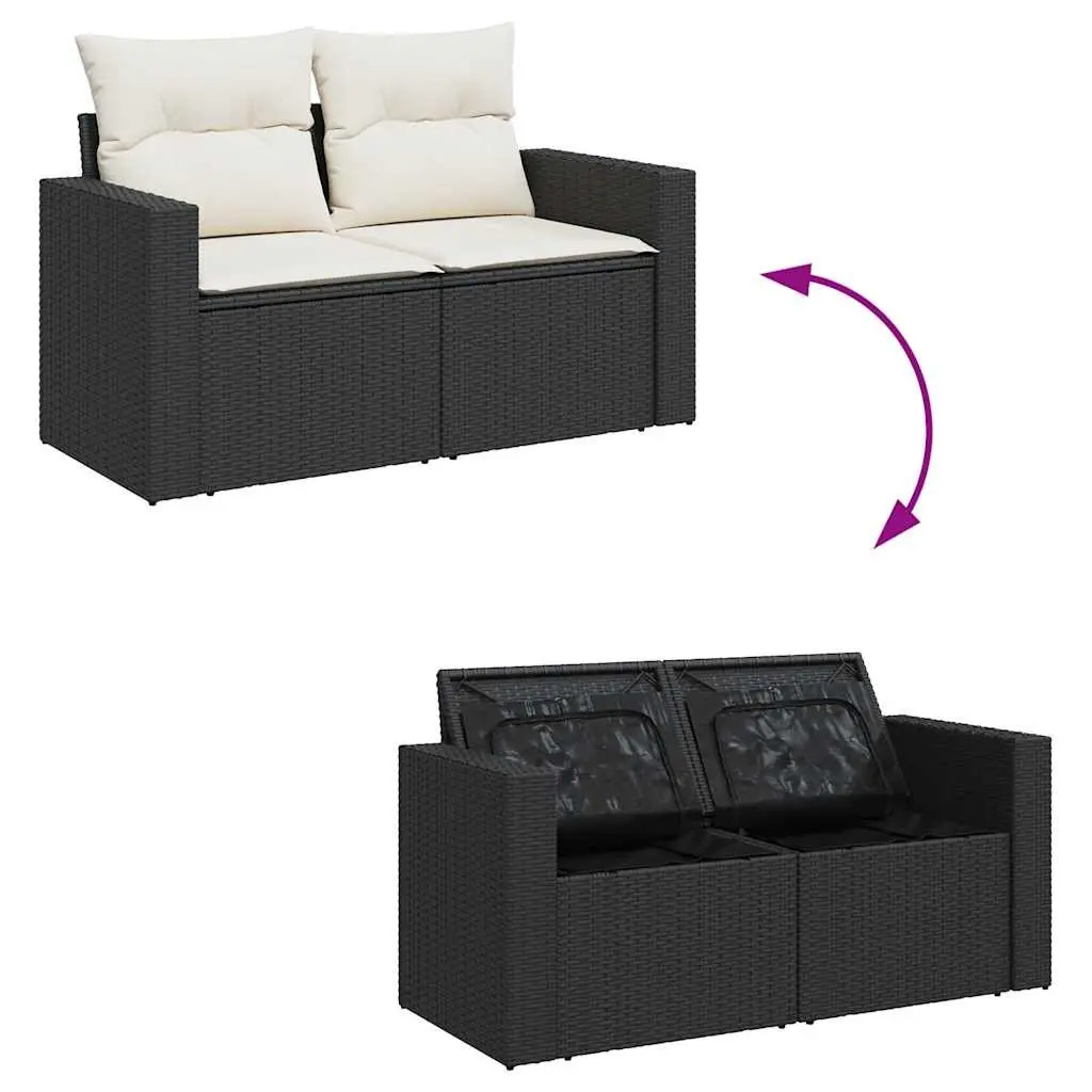 Garden Sofa Set PE Rattan 5 Piece Outdoor Furniture Black Patio Lounge