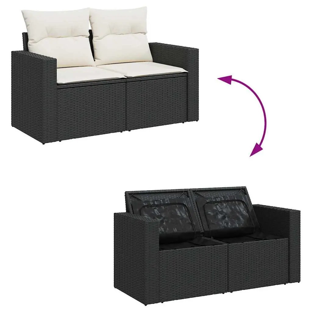 Garden Sofa Set Modular PE Rattan 6 Piece Outdoor Furniture Black