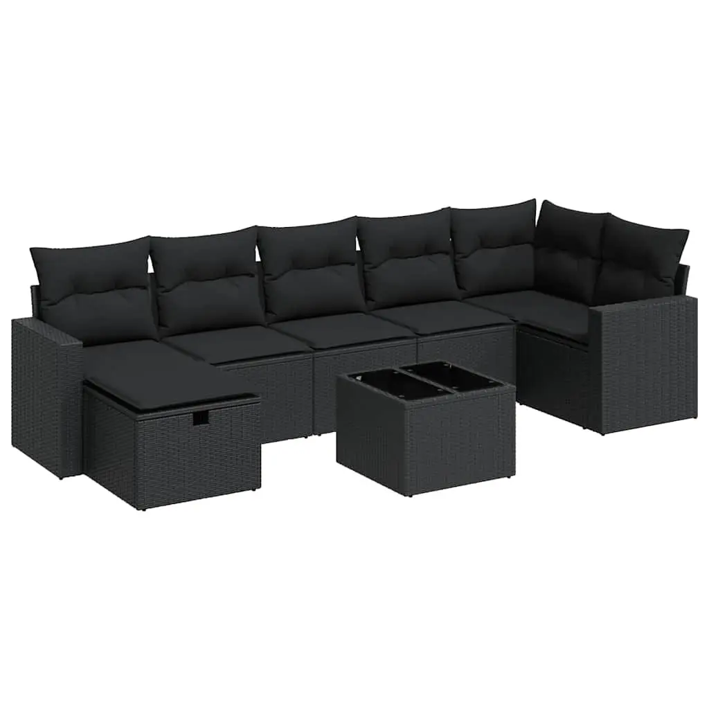 Garden Sofa Set 8 Piece Outdoor Furniture Patio Lounge with Cushions Black