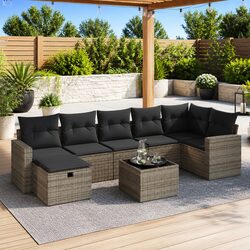 8 Piece Grey Patio Sofa Set for Outdoor Use