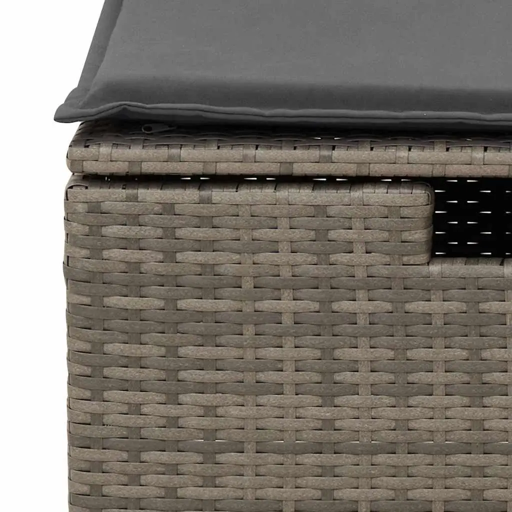 Garden Sofa Set PE Rattan Modular 6 Piece Outdoor Furniture Grey with Storage Cushions