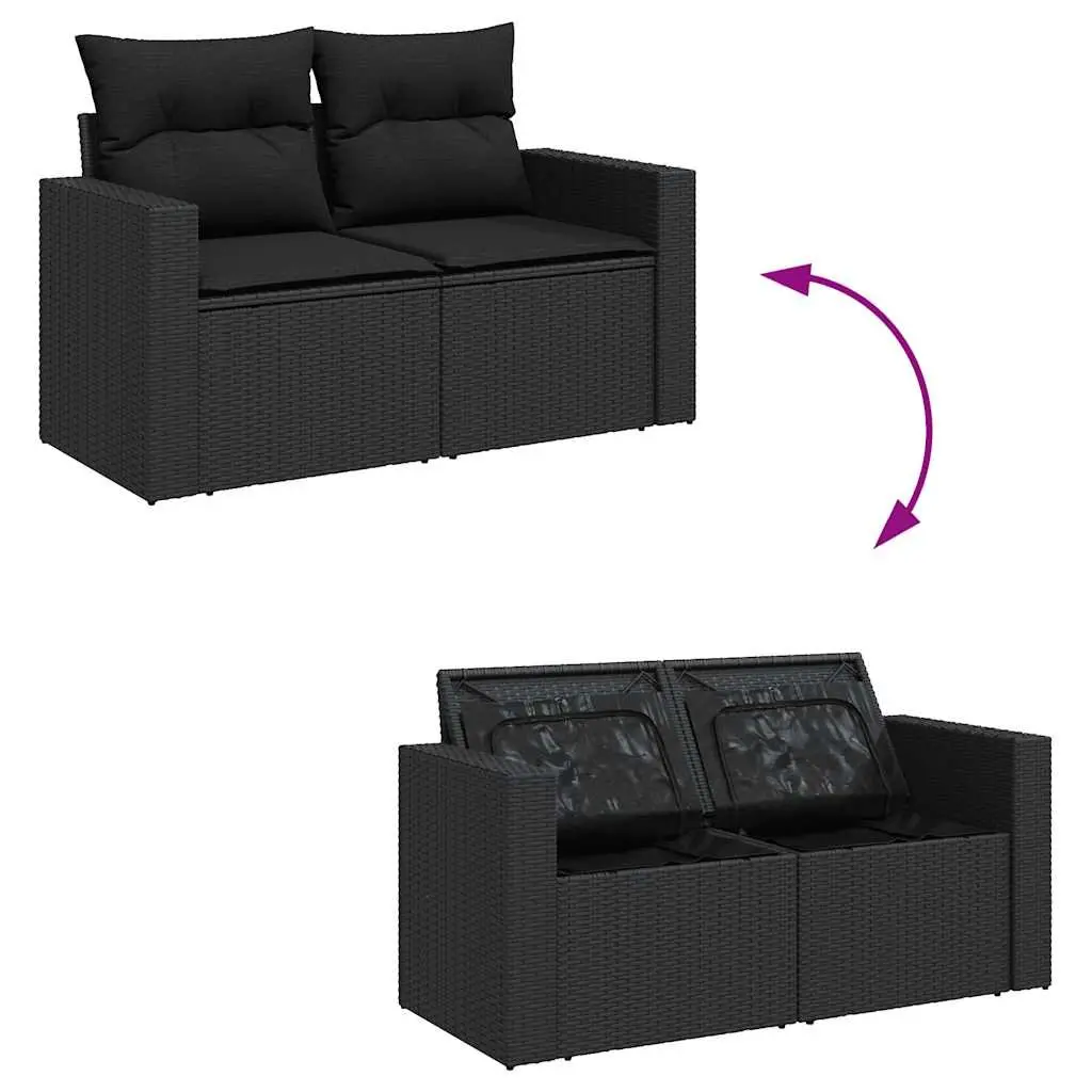 Garden Sofa Set 8 Piece Outdoor Furniture Patio Black Poly Rattan Modular Lounge