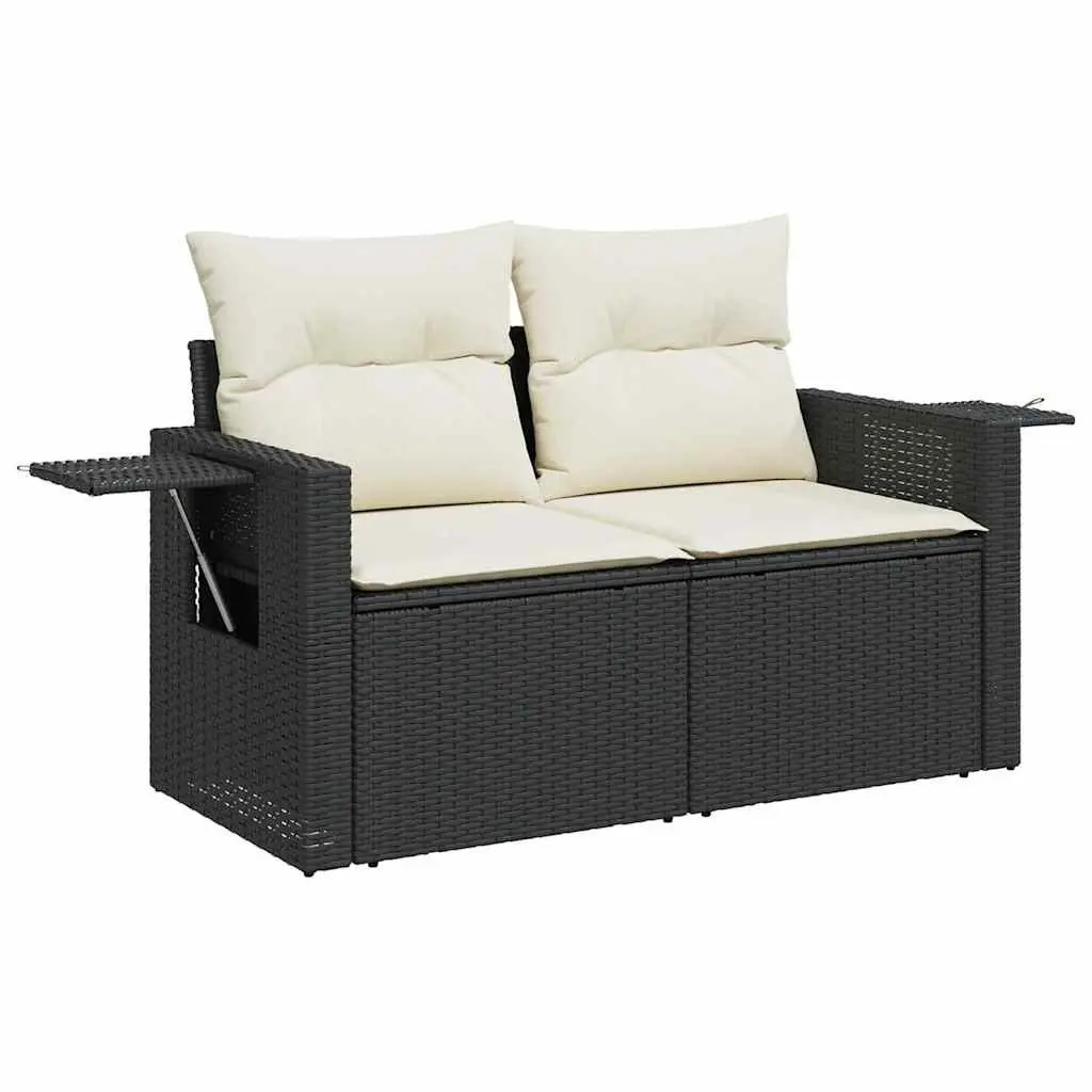 Garden Sofa Set Modular PE Rattan 4 Piece Outdoor Furniture Black Patio Lounge