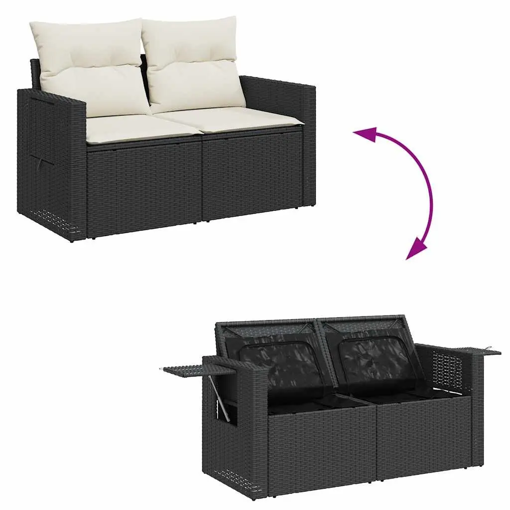 Garden Sofa Set Modular PE Rattan 4 Piece Outdoor Furniture Black Patio Lounge