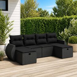 Versatile 6 Piece Modular Garden Sofa Set in Black