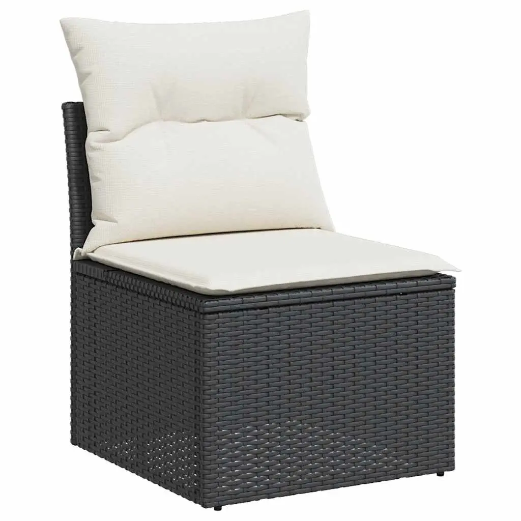 Garden Sofa Set 4 Piece Outdoor Furniture Black Poly Rattan Modular Patio Lounge