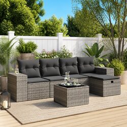 Practical 6 Piece Garden Sofa Set for Outdoor Use