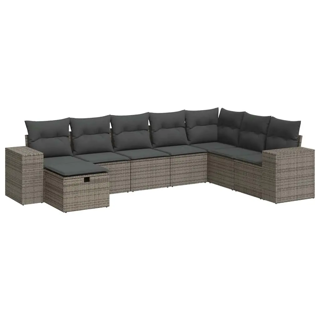 Garden Sofa Set 8 Piece Modular Outdoor Furniture PE Rattan Grey