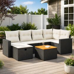 Practical 7-Piece Black Garden Sofa Set for Any Outdoor Space