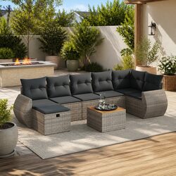 8 Piece Grey Garden Sofa Set for Outdoor Relaxation