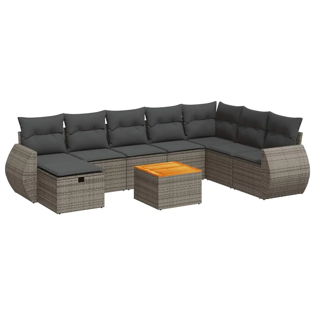 9 Piece Grey Garden Sofa Set for Entertaining