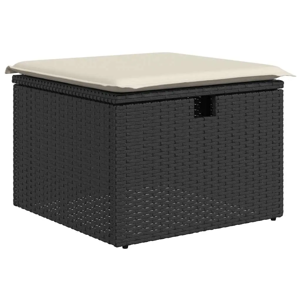 Garden Sofa Set 4 Piece Outdoor Furniture Black Poly Rattan with Cushions