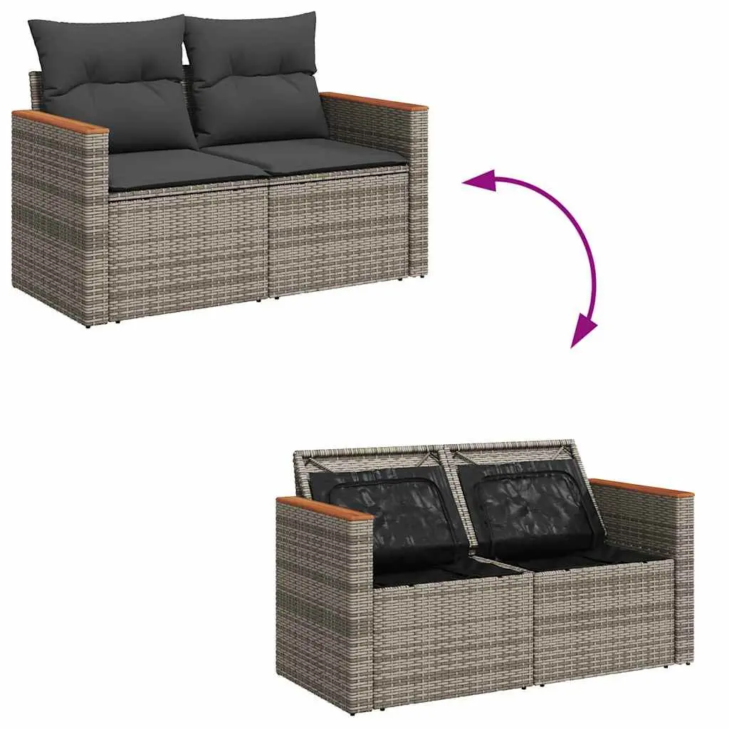 Garden Sofa Set PE Rattan Modular Sectional 5 Piece Outdoor Furniture with Cushions Grey