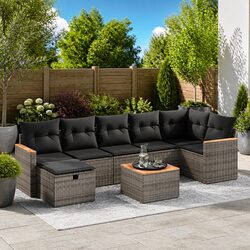 Practical 8-Piece Grey Garden Sofa Set for Your Patio