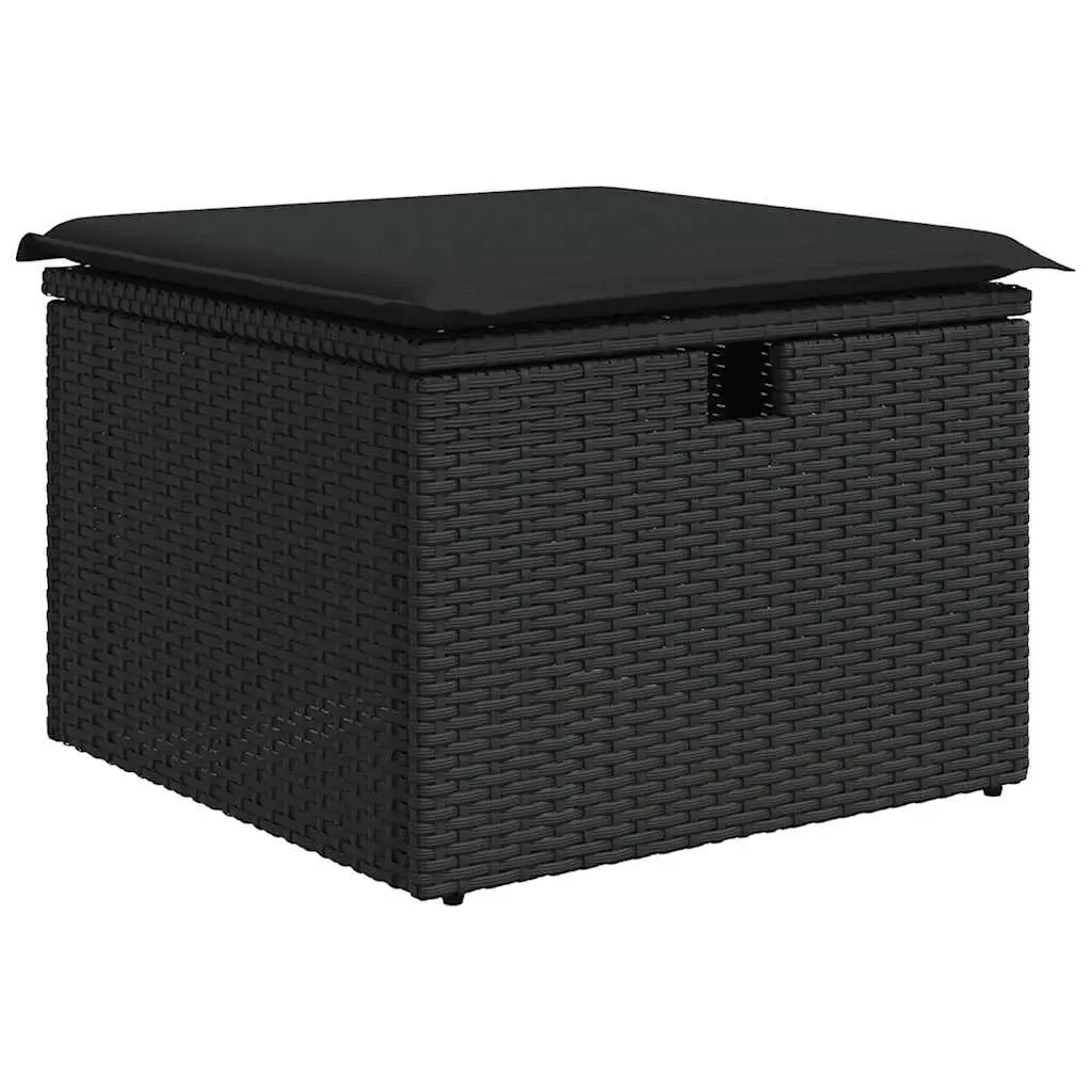 Garden Sofa Set 6 Piece PE Rattan Outdoor Furniture Black with Cushions