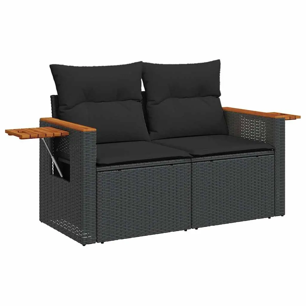 Garden Sofa Set PE Rattan Modular 5 Piece Outdoor Furniture Black