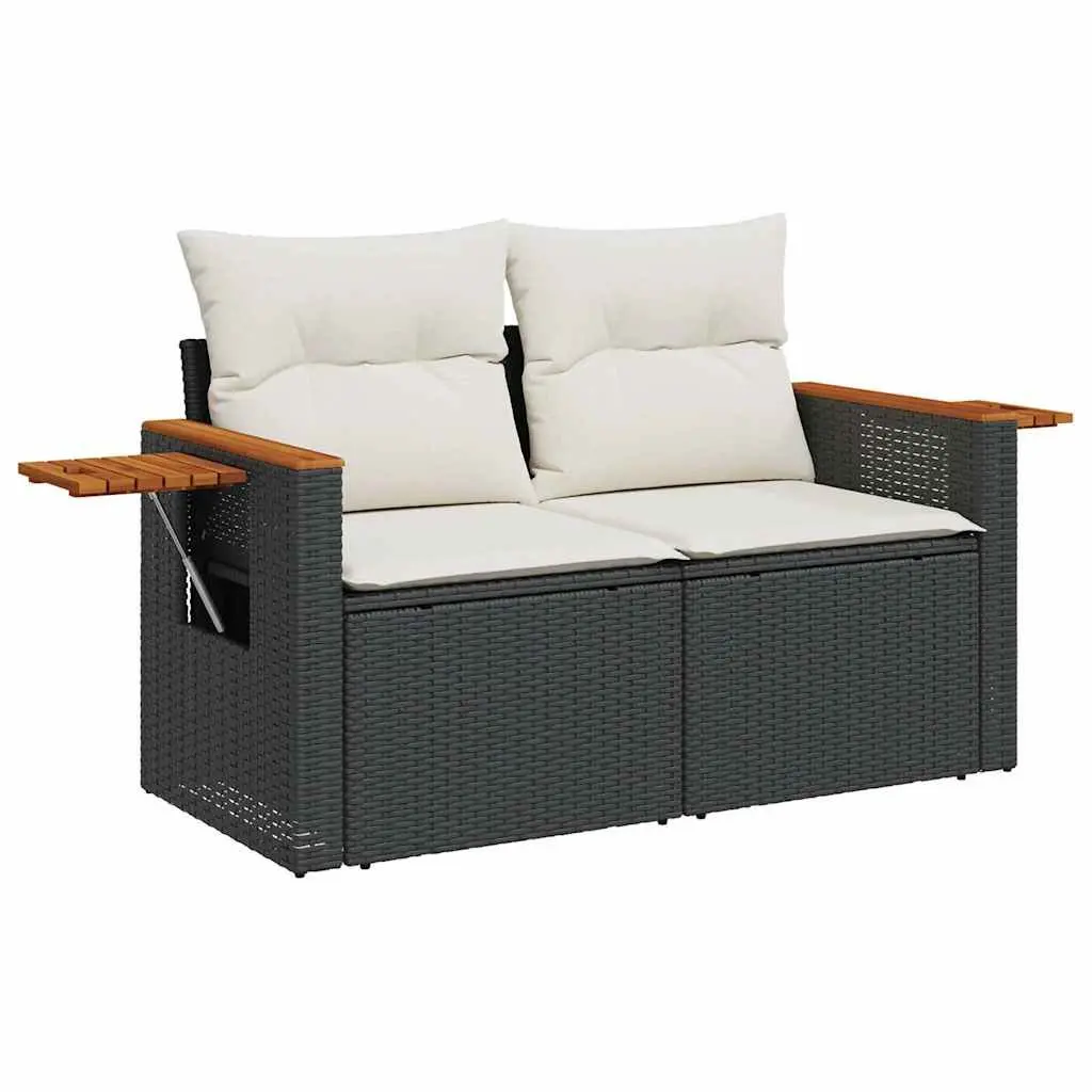 5 Piece Outdoor Garden Sofa Set PE Rattan Modular Patio Furniture Black with Cushions