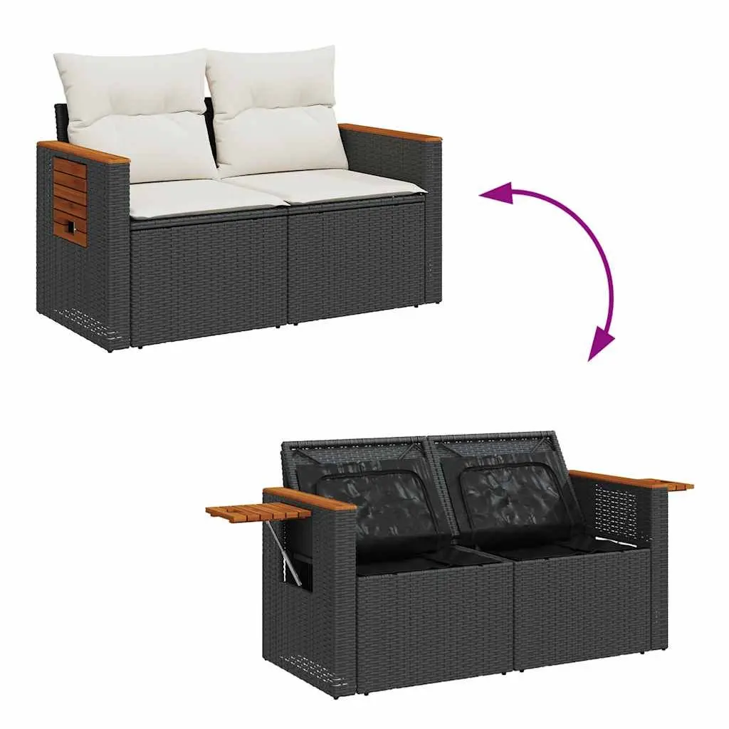 Garden Sofa Set Poly Rattan 6 Piece Outdoor Furniture Patio Seating Black