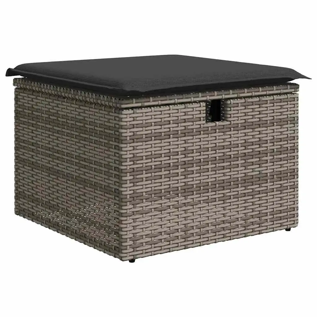 Garden Sofa Set 8 Piece Outdoor Furniture Grey PE Rattan Acacia Wood Table Powder-Coated Steel Frame