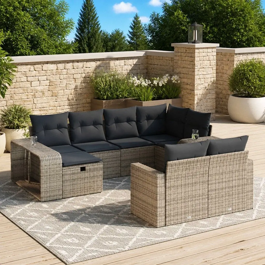 Garden Sofa Set 10 Piece Outdoor Furniture Grey Poly Rattan Patio Lounge with