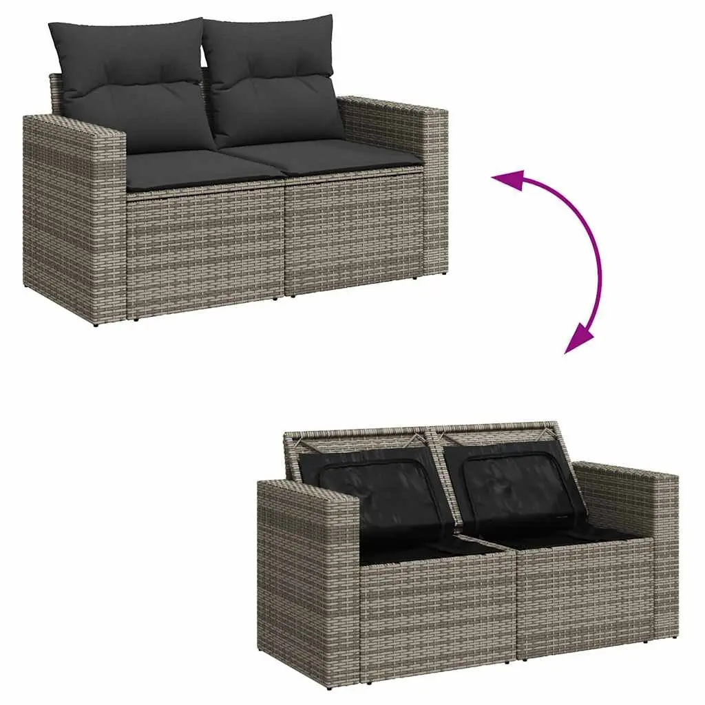 Garden Sofa Set 11 Piece Grey Poly Rattan Outdoor Furniture Patio Seating with
