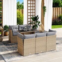 6 Piece Garden Sofa Set for Patio Use
